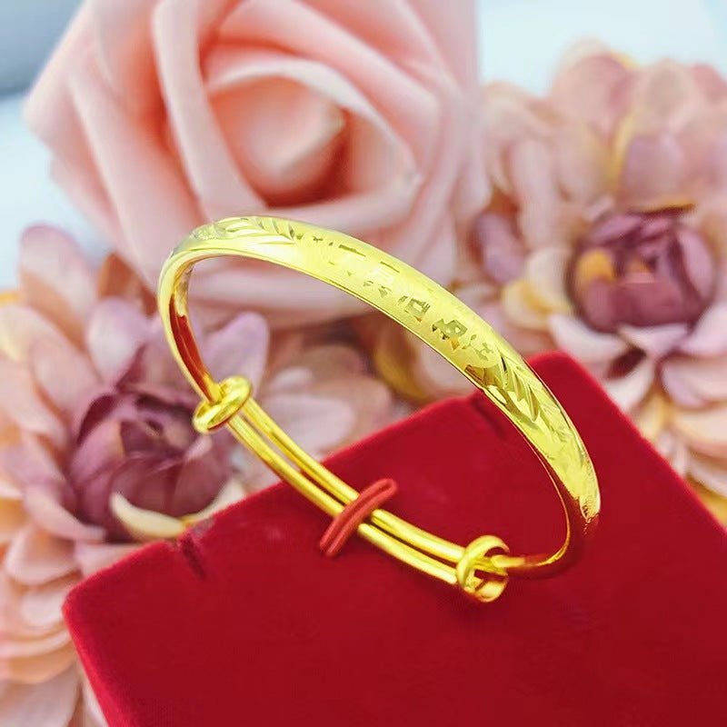 Kids Baby Plated Bangle Blessing Meaningful Chinese Characters Copper Bracelet