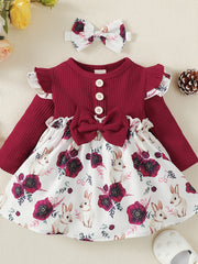 Floral Bunny Dress Set with Headband