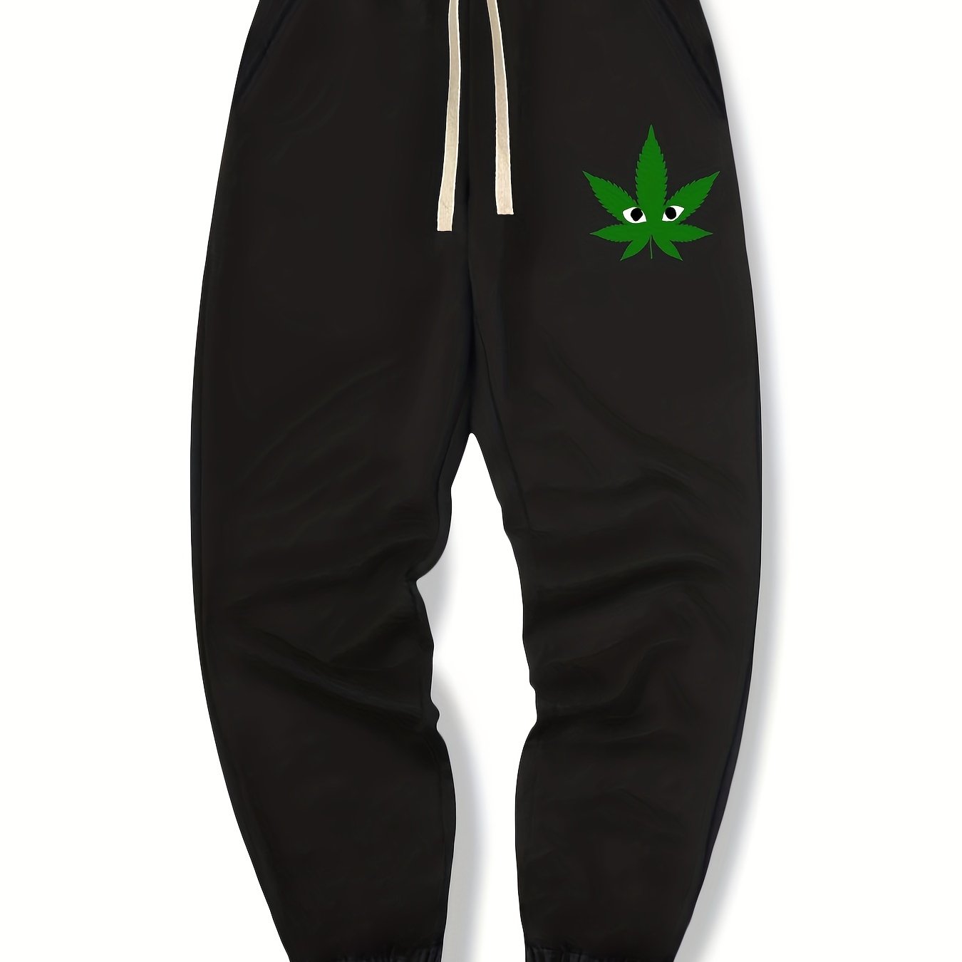 Leaf Print Drawstring Sweatpants Loose Fit Pants Men's Casual Joggers