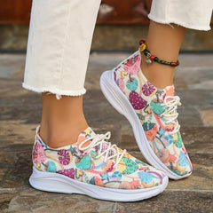 Women's Mushroom Pattern Lace Up Running Shoes Halloween Sneakers