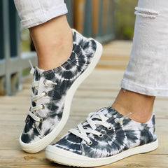 Women's Tie Dye Canvas Shoes Lace Up Low Top Lightweight Sneakers