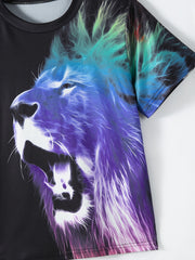 Boy's Lion Pattern 2pcs T shirt & Shorts Set for Summer