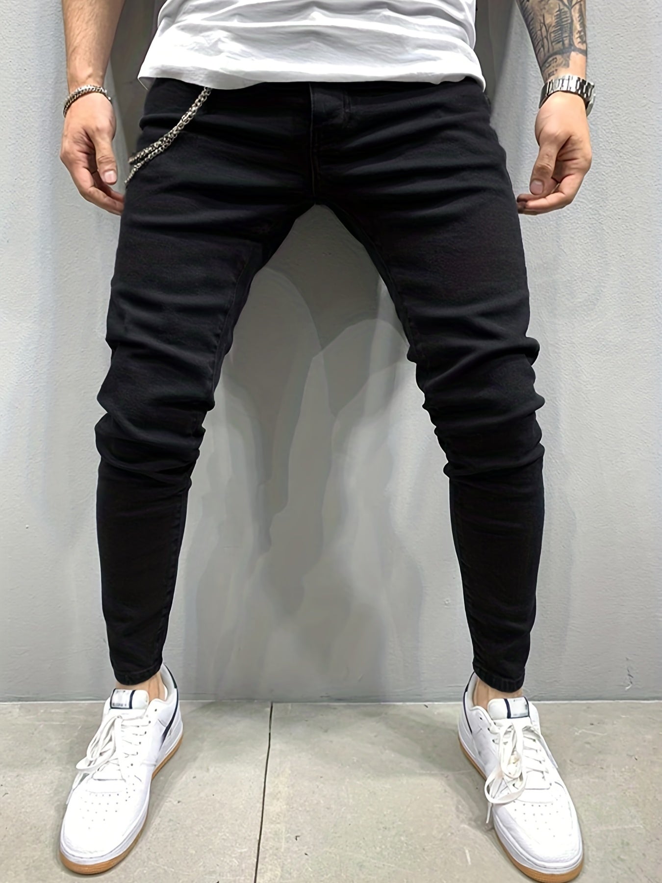 Slim Fit Jeans Mens Casual Stretch Street Style Denim Pants