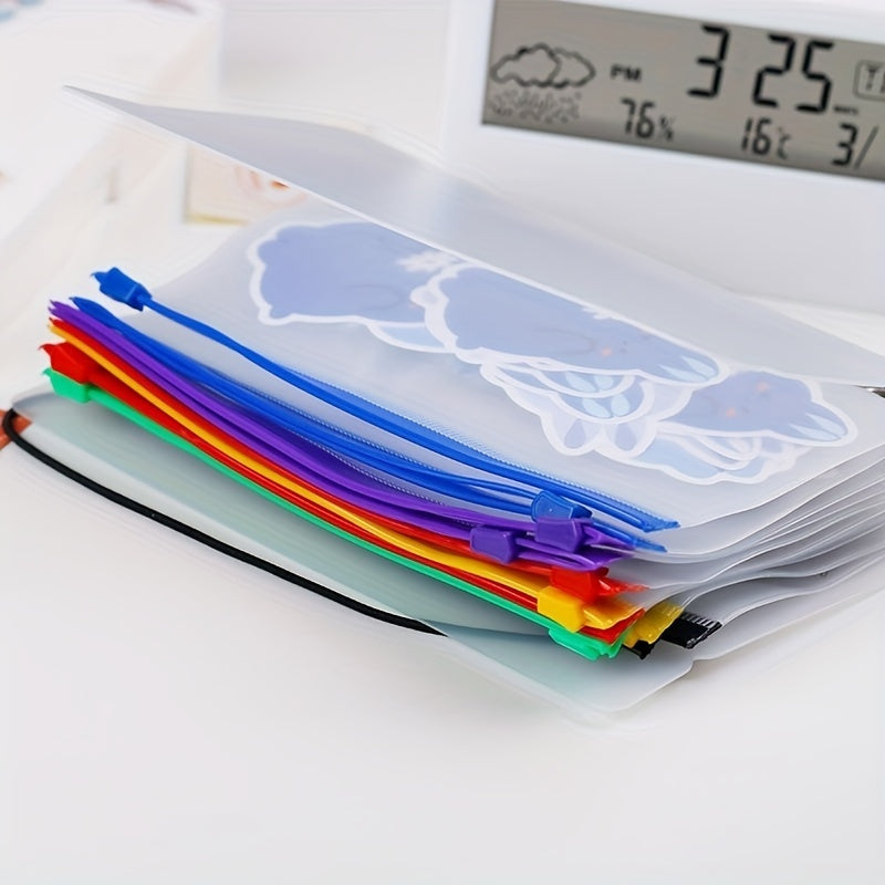 12pcs A6 A5 Coloured 6 Hole Zipper Cash Envelopes Waterproof PVC Loose Leaf Bags