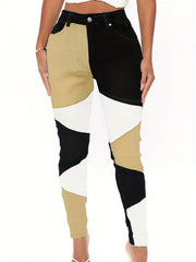 High Waist Patchwork Curvy Skinny Jeans