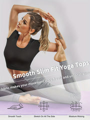 Women's Mesh Back Yoga Crop Top Built-In Bra