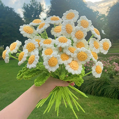Small Daisy Hand-Woven Bouquet Chamomile Woolen Crochet Flower