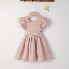 Girl's Flutter Sleeve Overall Dress