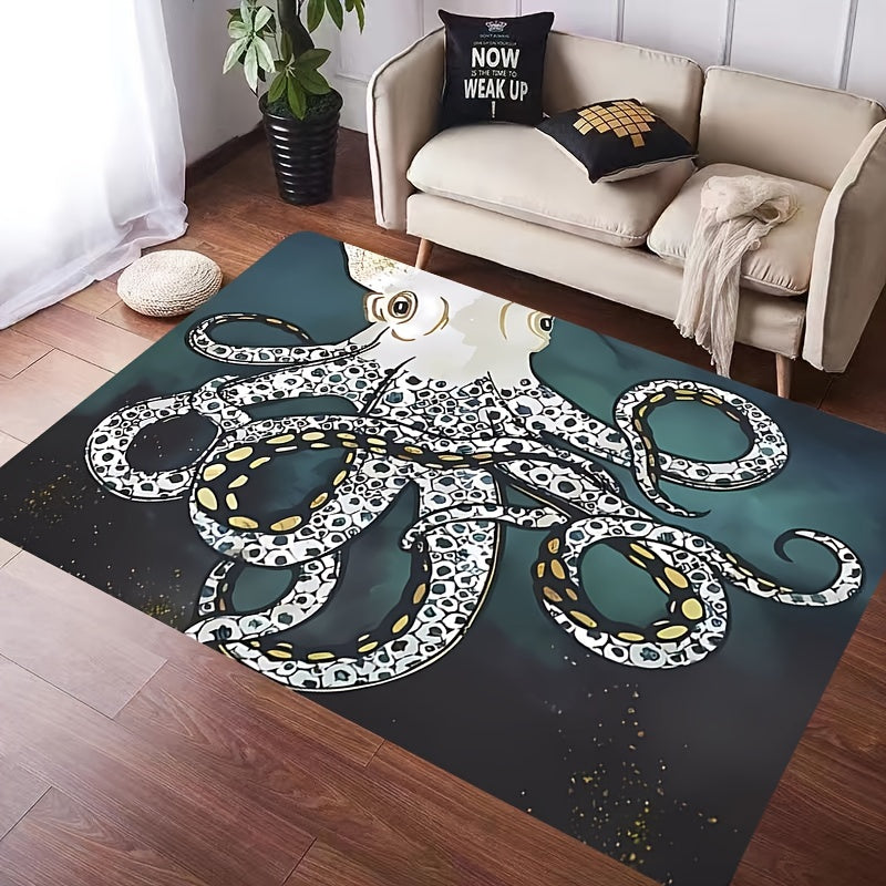 Octopus Pattern Kitchen Rug Bathroom Rug Non-Slip Waterproof Floor Mat