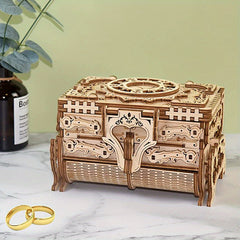 3D Wooden Puzzle Music Box Kit Antique Jewel Box DIY Home Decoration