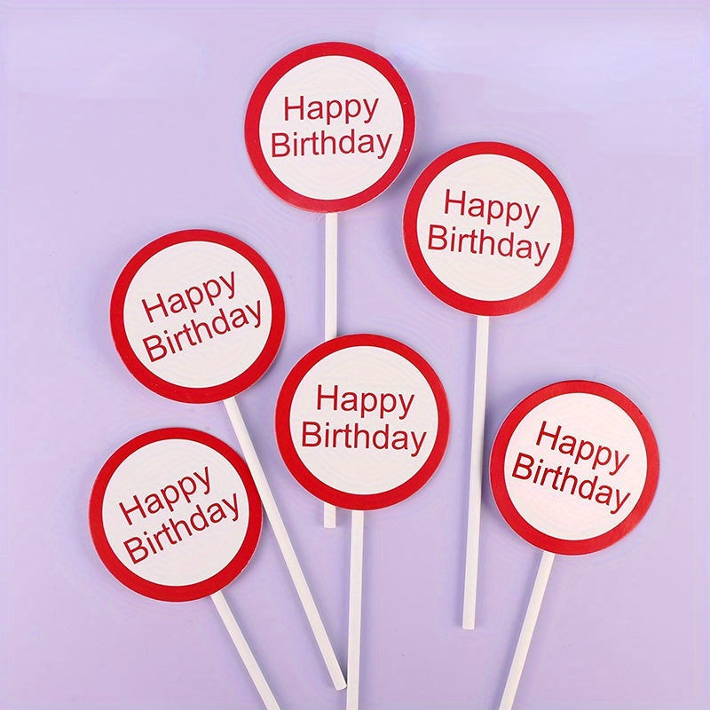 6pcs Birthday Dessert Table Decoration Inserts Cupcake Decoration