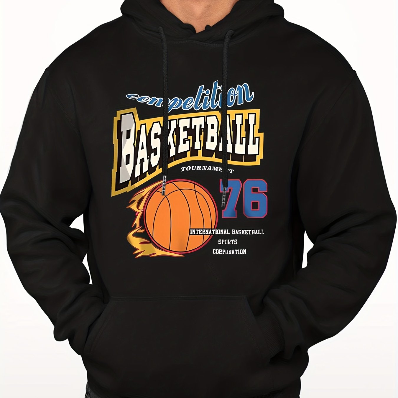 Basketball Print Hoodie Graphic Pullover Hooded Sweatshirt