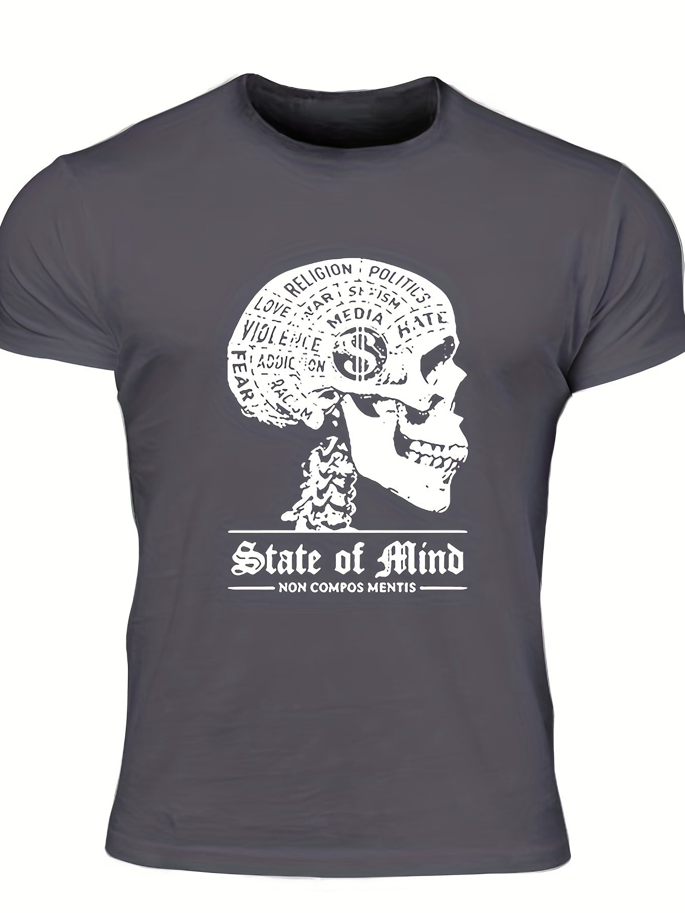 Men's State Of Mind Print T shirt Casual Comfy Tee for Summer