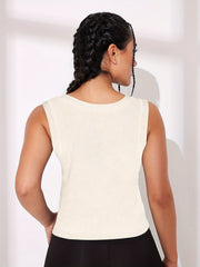 Ribbed Sleeveless Basic Top Round Neck Slim Fit Tank Top