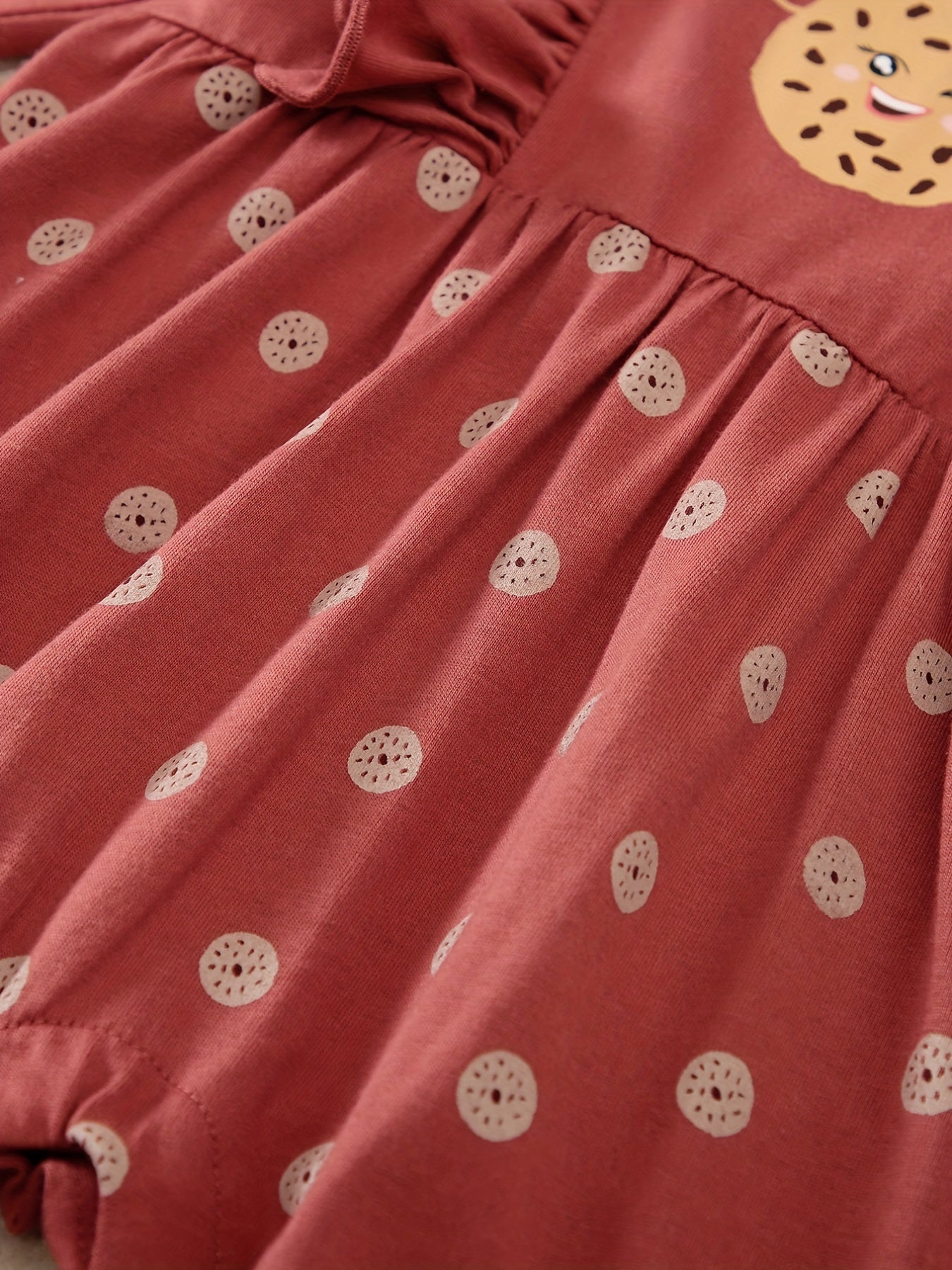 Happy Cookie Graphic Flying Sleeve Romper
