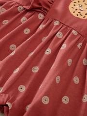 Happy Cookie Graphic Flying Sleeve Romper