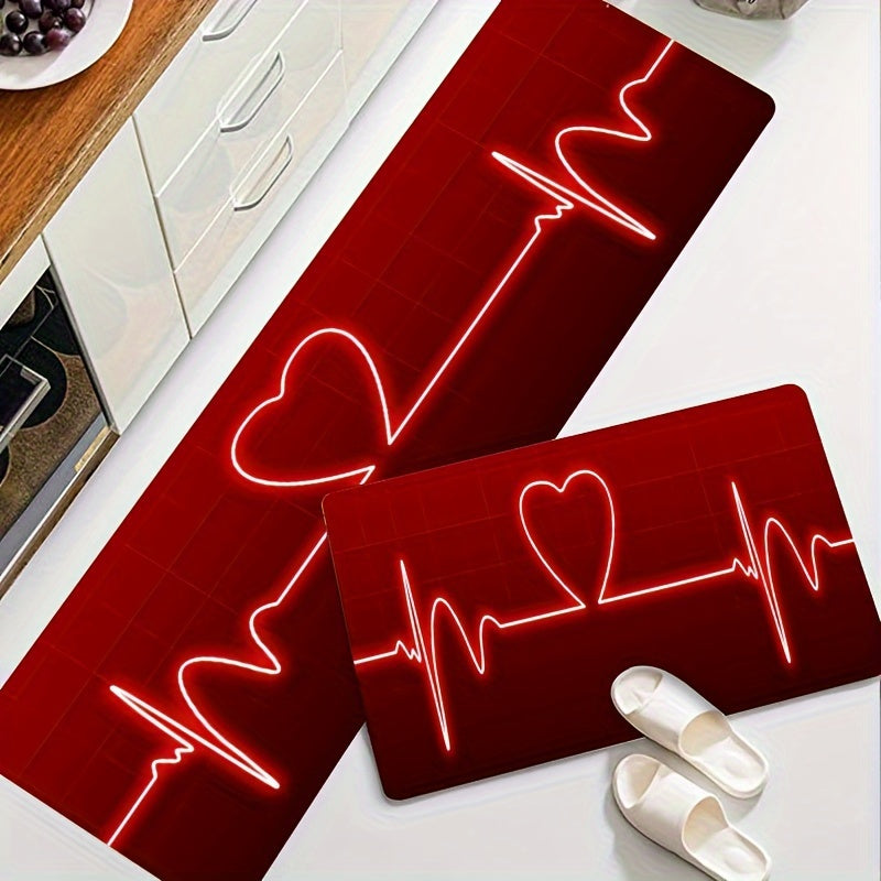 Heartbeat Picture Pattern Rug Decorative Floor Mat Machine Washable Car