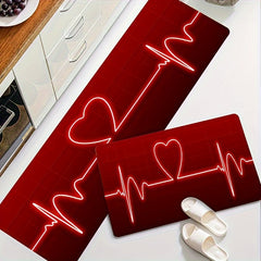 Heartbeat Picture Pattern Rug Decorative Floor Mat Machine Washable Car