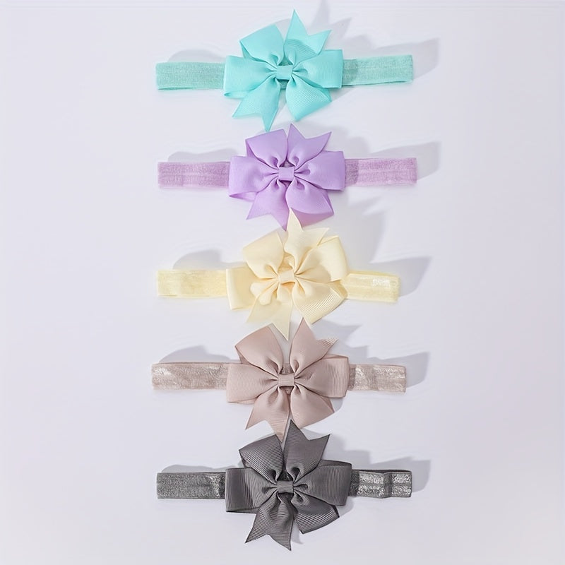 5pcs Bowknot Hairband Soft Nylon Headband for Baby Girls