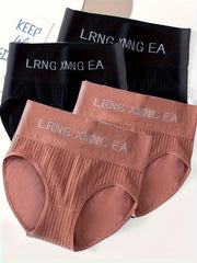4pcs Letter Print Briefs High Waist Stretchy Intimates Panties
