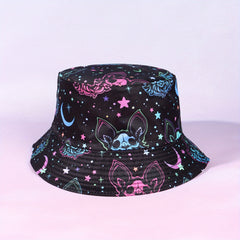 Y2K Halloween Bucket Hat Anime Print Reversible Basin Hat