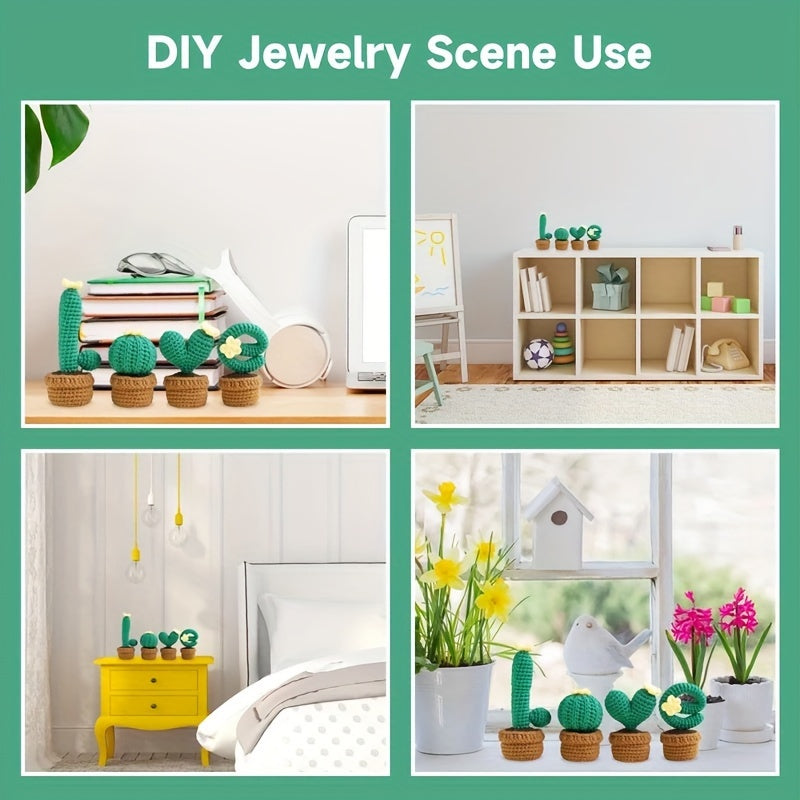 4pcs Love Potted Cactus DIY Crochet Kit Complete Accessories