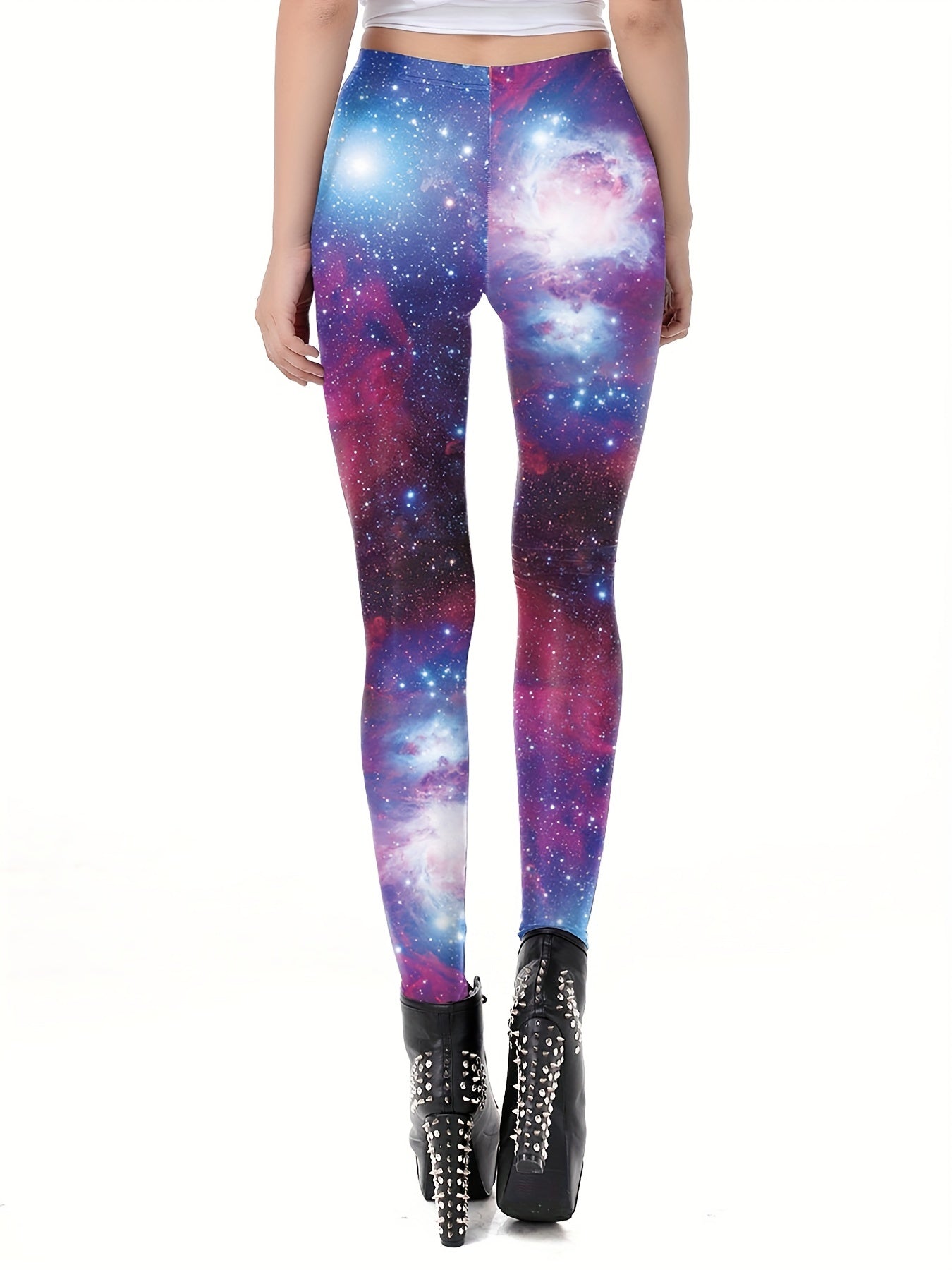 Starry Sky Print Leggings Casual Slim Long Length Leggings Women's Clothing