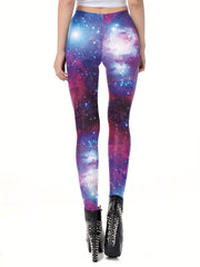 Starry Sky Print Leggings Casual Slim Long Length Leggings Women's Clothing