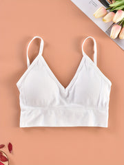 Ribbed Cami Crop Top V Neck Backless Lingerie