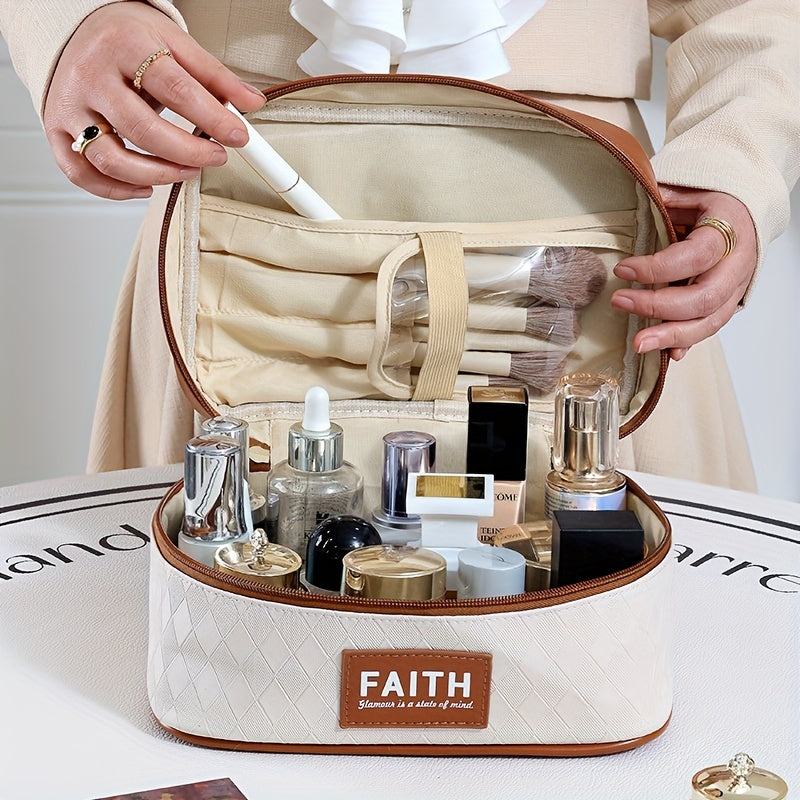 Portable Travel Makeup Organizer with Handle for Girls Women