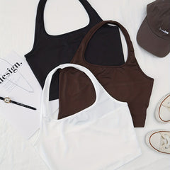 Solid Halter Top 3 Pack Sexy Sleeveless Summer Top