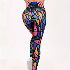 Geometric Print Yoga Pants Slim Fit High Waist Leggings