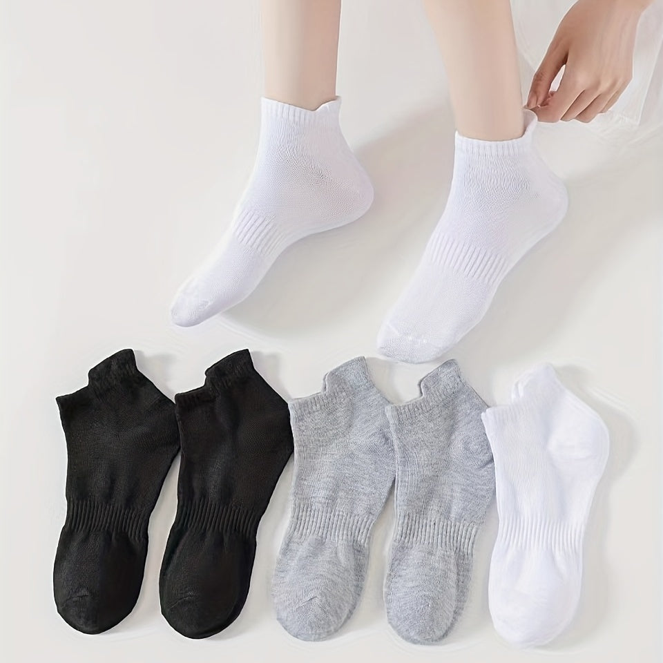 6 Pairs Solid Sports Socks Women's Stockings
