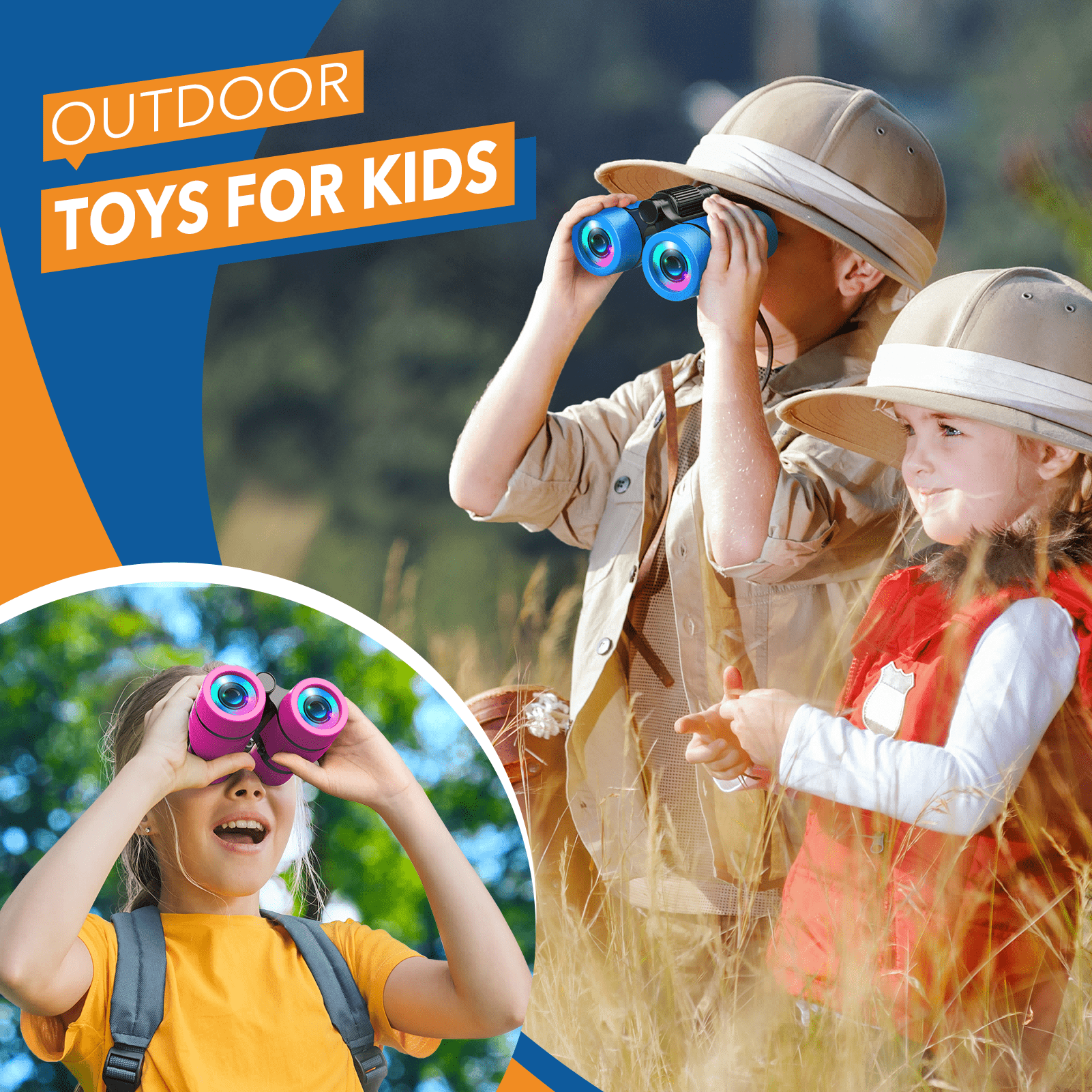 Kids Binoculars for Ages 3-9 Boys - Travel and Garden Toys - Birthday Gift