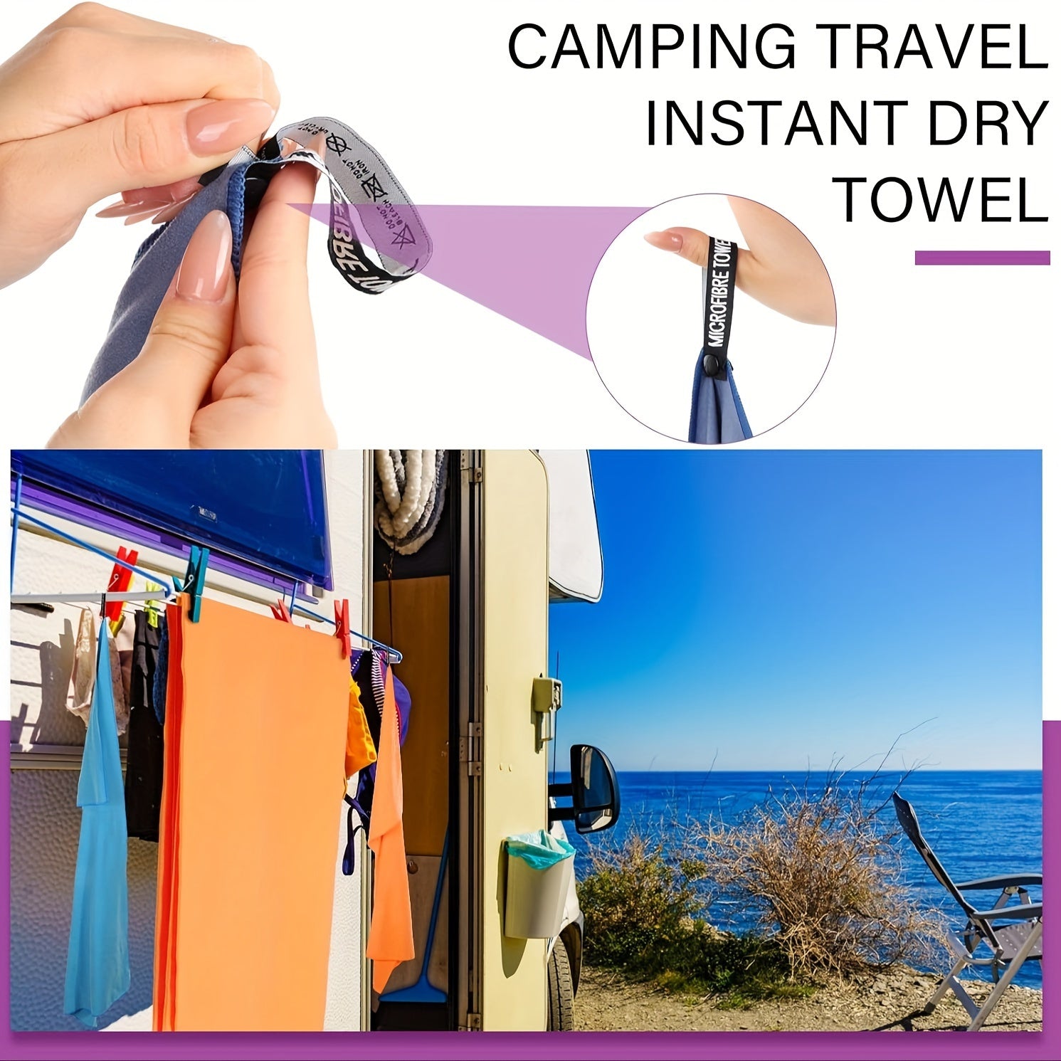 Microfibre Towel Compact Lightweight Fast Drying Travel Sports Gym