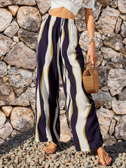 Abstract Ripple Print Wide Leg Pants