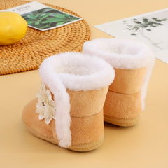 Soft Warm Fleece Flower Boots for Baby Girls