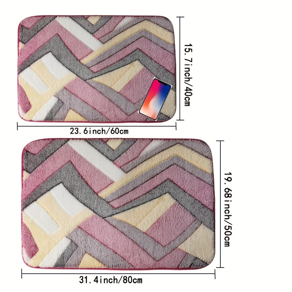 Flower Printed Non Slip Bathroom Rug Padded Bath Mat Shower Comfort Mat