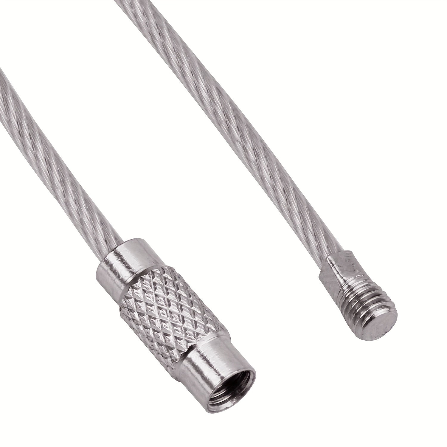 12pcs Stainless Steel Wire Key Chain Cable Metal Key Ring Loop Multicolor