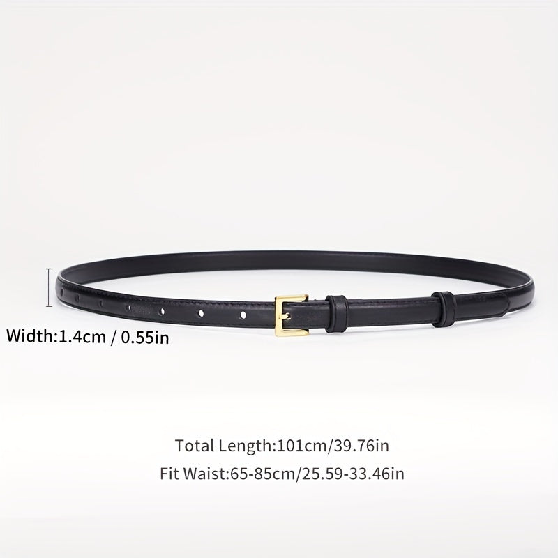 Women's Leather Thin Belt Solid Dress Coat Waistband Casual Belts