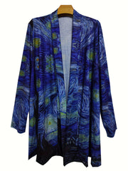 Painting Print Cardigan Long Sleeve
