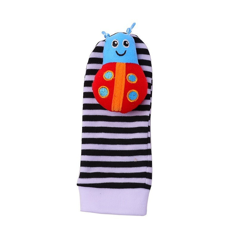 4 Pack Baby Wrist Rattle Socks & Plush Toy Set