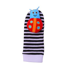 4 Pack Baby Wrist Rattle Socks & Plush Toy Set
