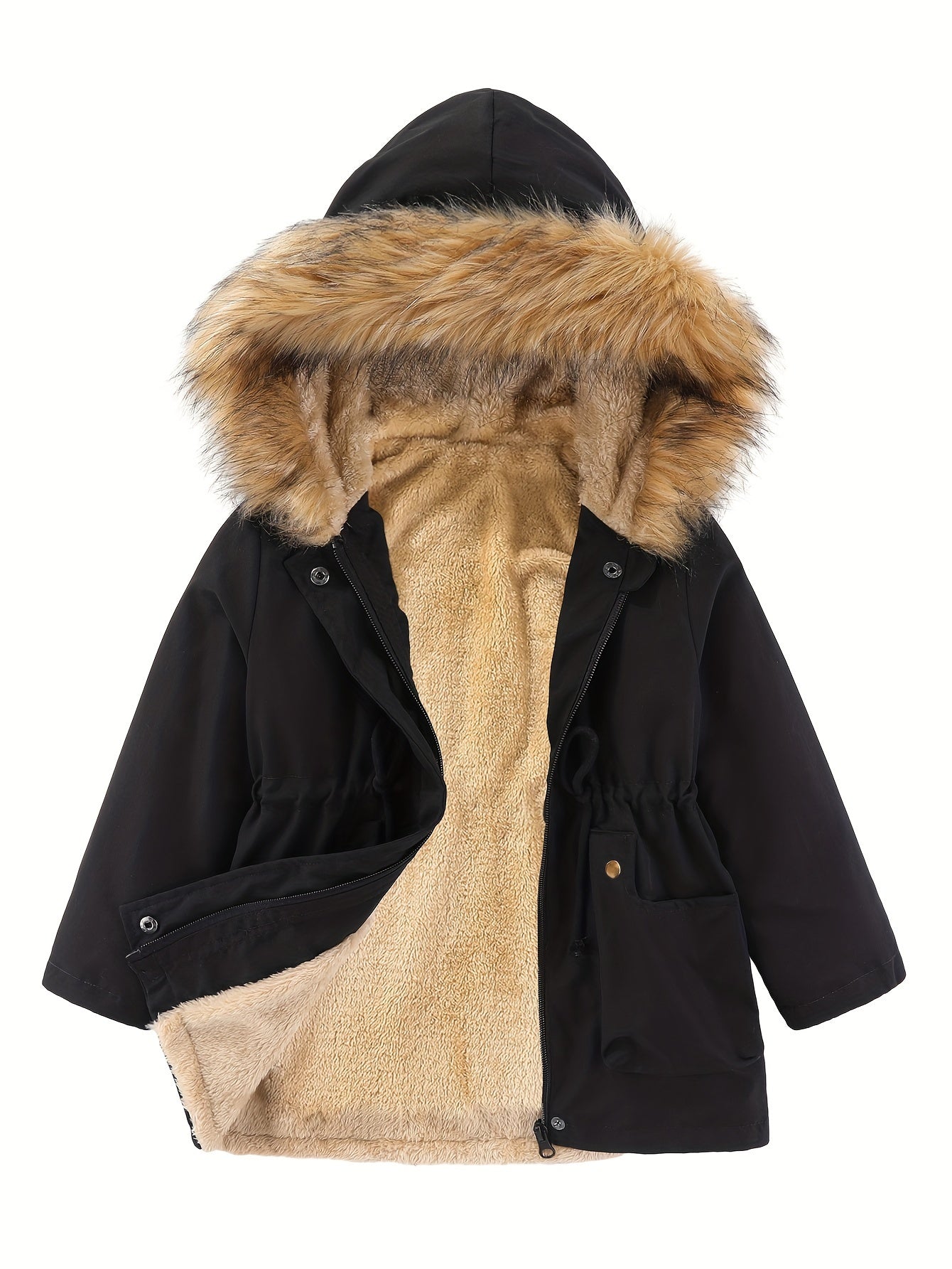 Toddler Girls Fleece Hooded Jacket Coat For Fall Winter