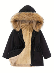 Toddler Girls Fleece Hooded Jacket Coat For Fall Winter
