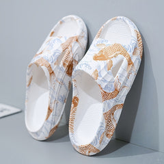 Men's Fish Print Cloud Slides Slippers Lightweight Non Slip Shoes