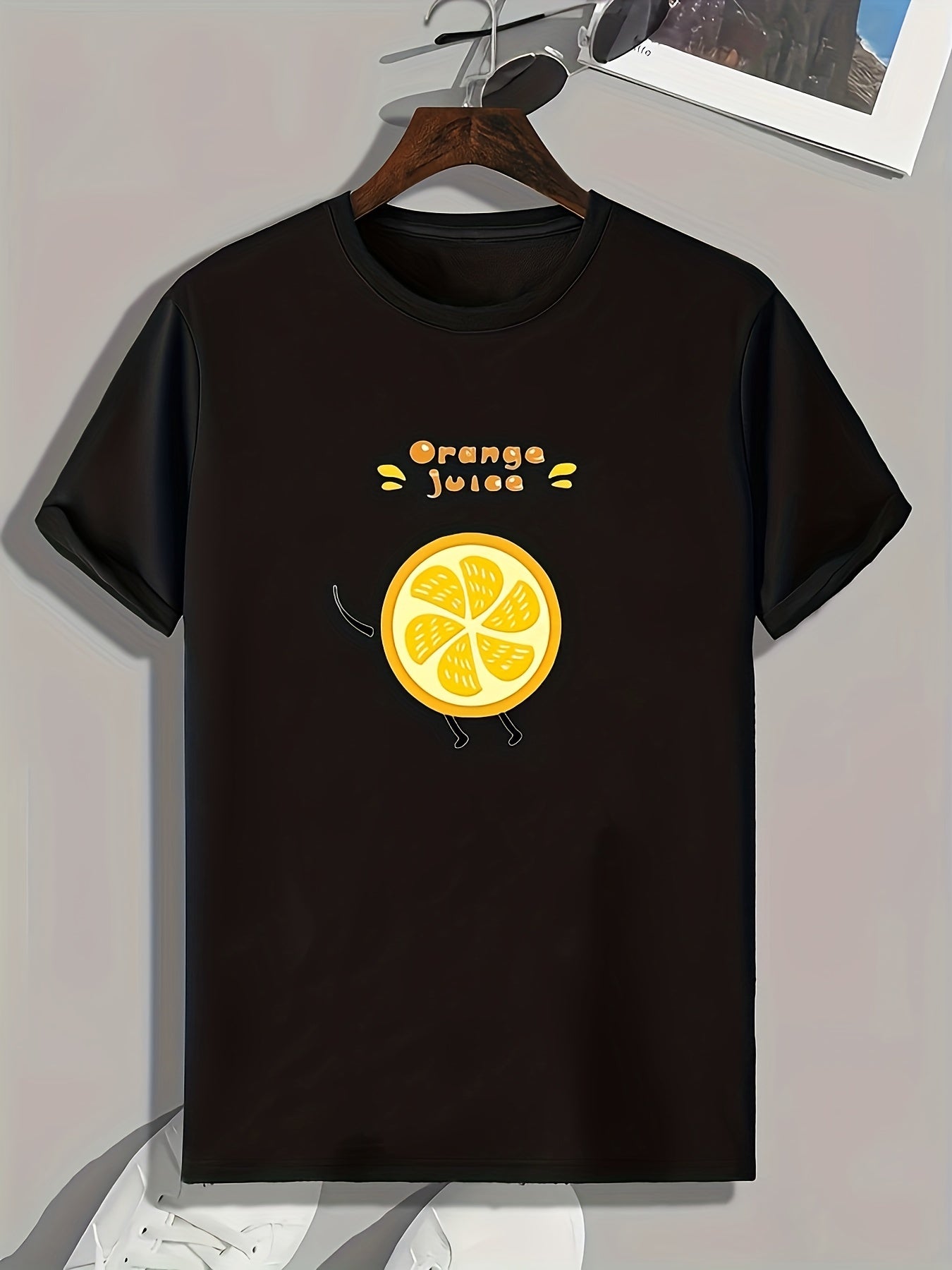 Orange Pattern Print Men's Sports T-shirt Graphic Tee