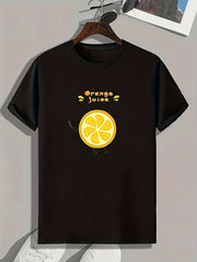 Orange Pattern Print Men's Sports T-shirt Graphic Tee