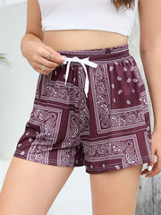 Paisley Print Drawstring Shorts for Women