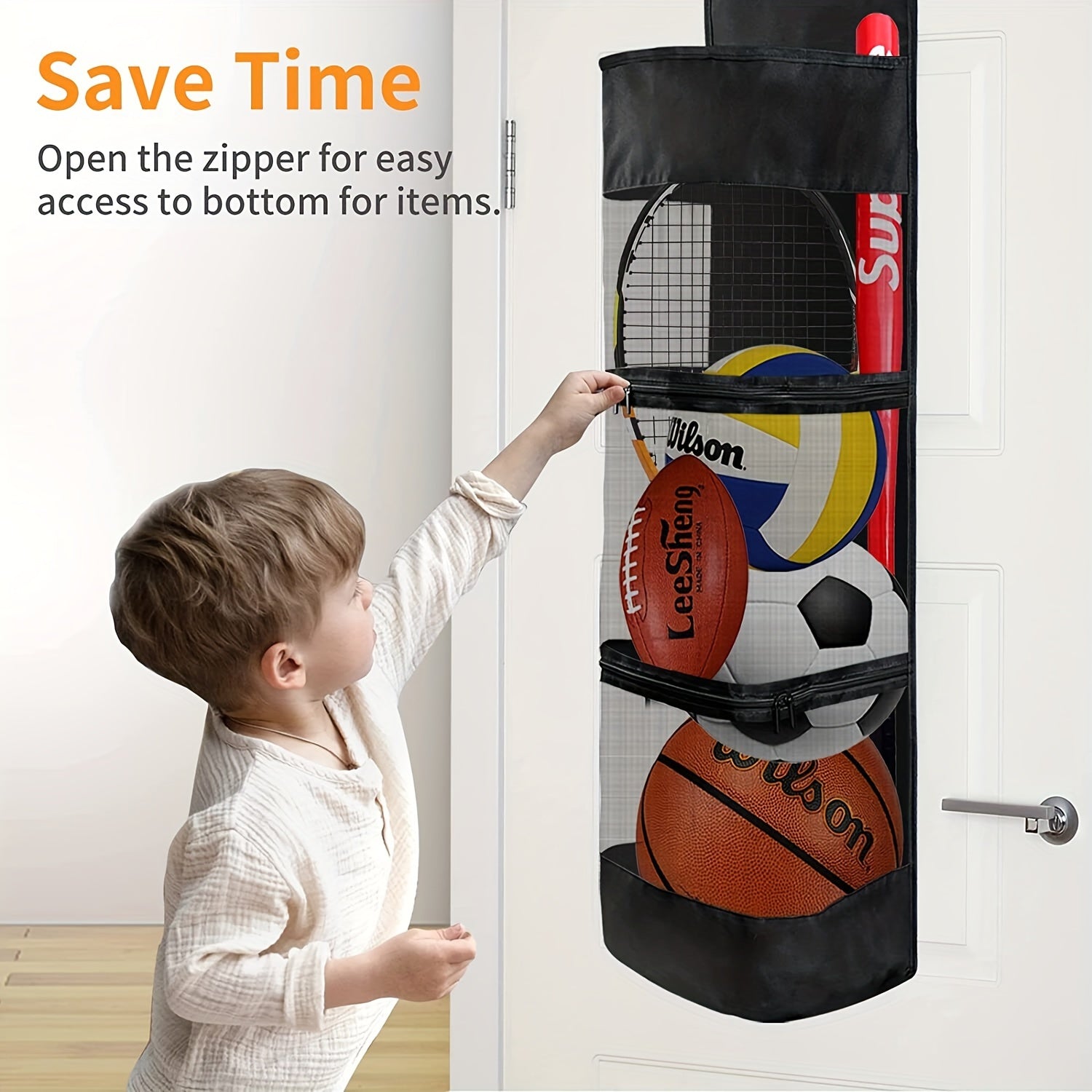 Sports Equipment Storage Bag Hanging Basketball Toy Storage Basket
